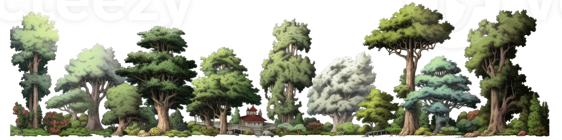 AI generated amazing trees in the forest png