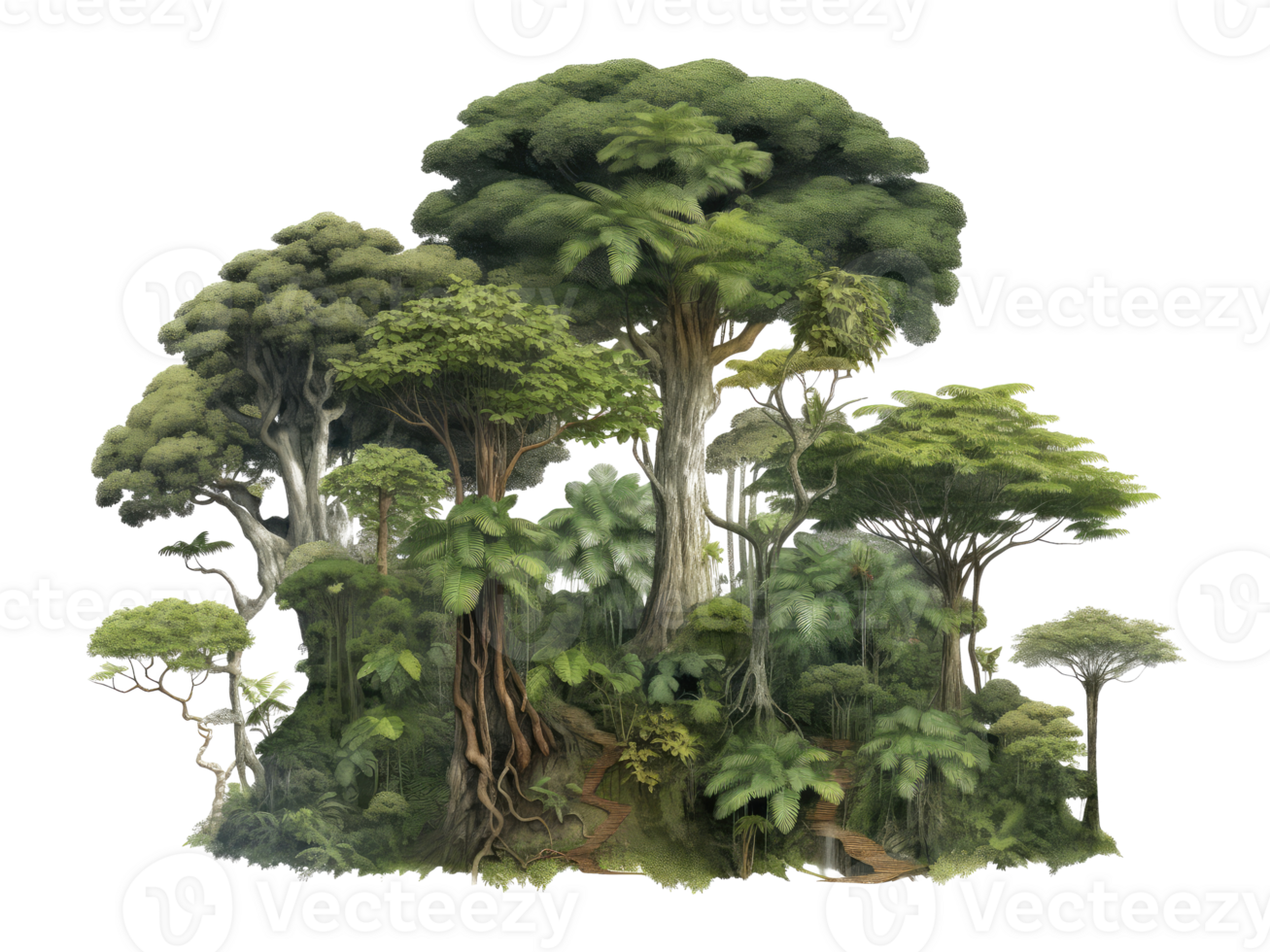 AI generated amazing trees in the forest png