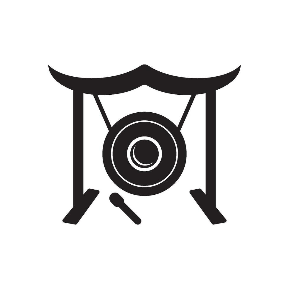 icono de gong o indonesio tradicional musical instrumento, vector ilustración símbolo diseño