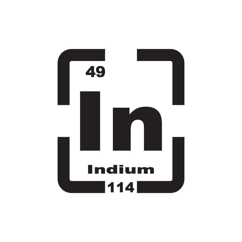 Indium icon, chemical element in the periodic table vector