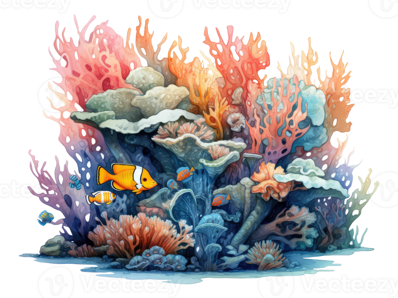 AI generated underwater coral reef png