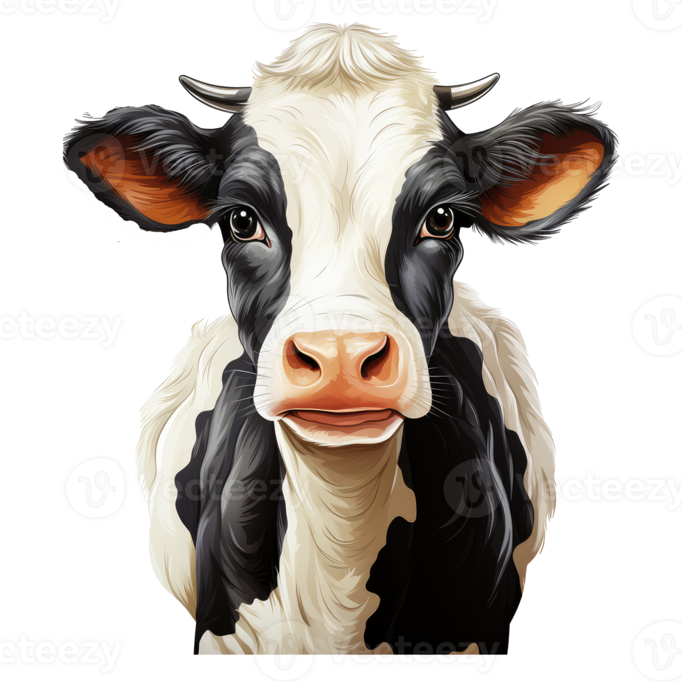 AI generated a cow with big ears and a big nose png