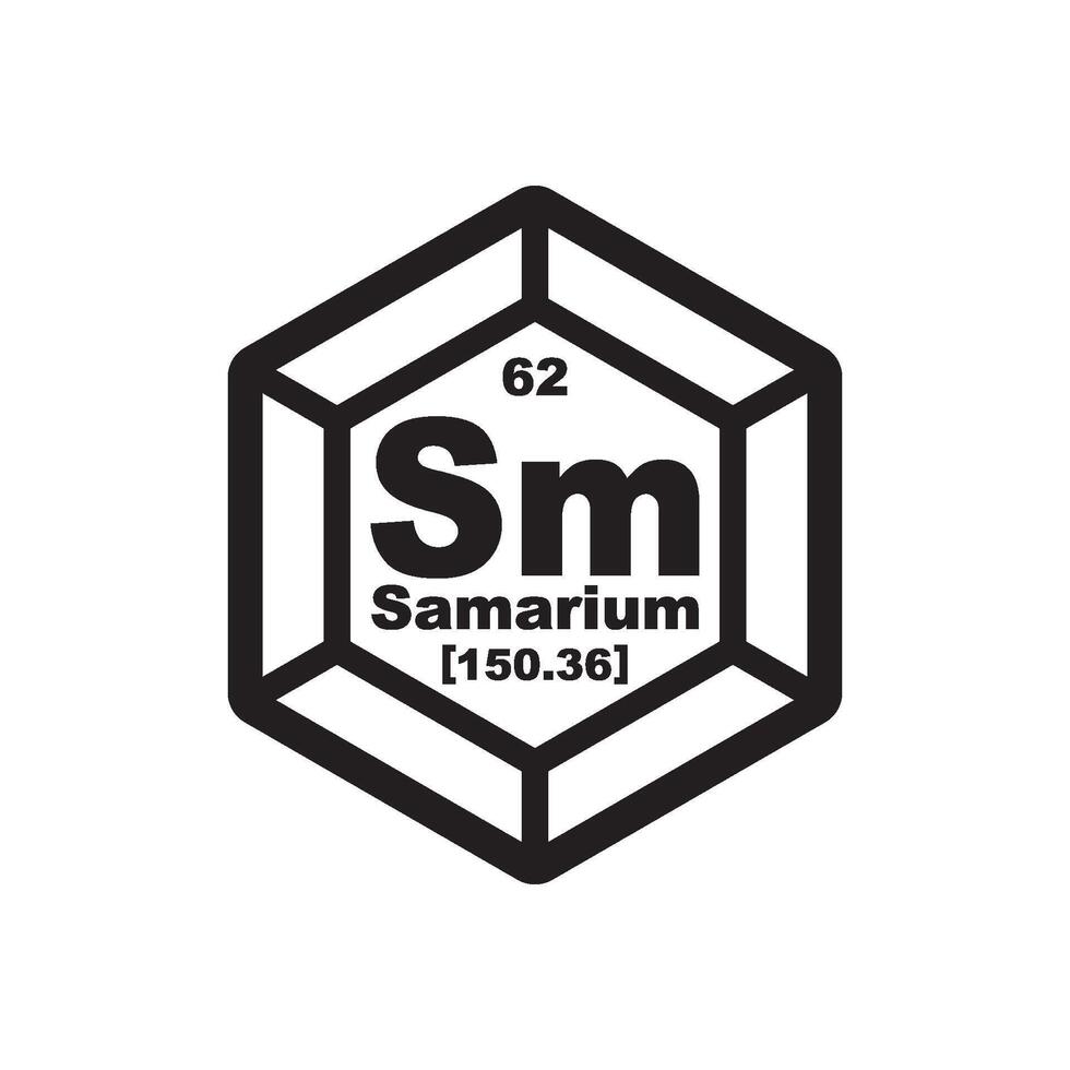 Samarium icon, chemical element in the periodic table vector