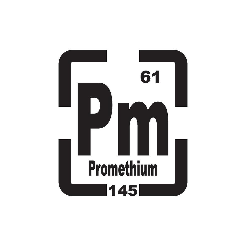 Promethium icon, chemical element in the periodic table vector