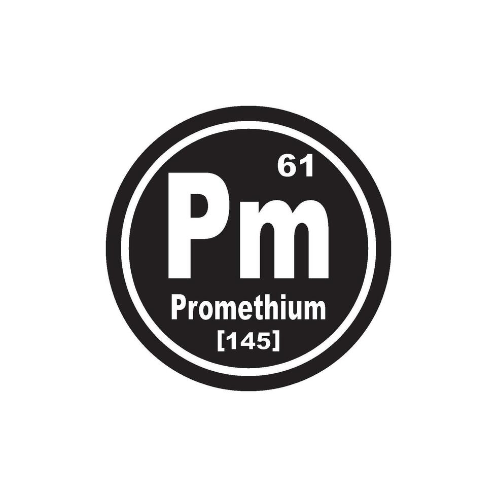 Promethium icon, chemical element in the periodic table vector