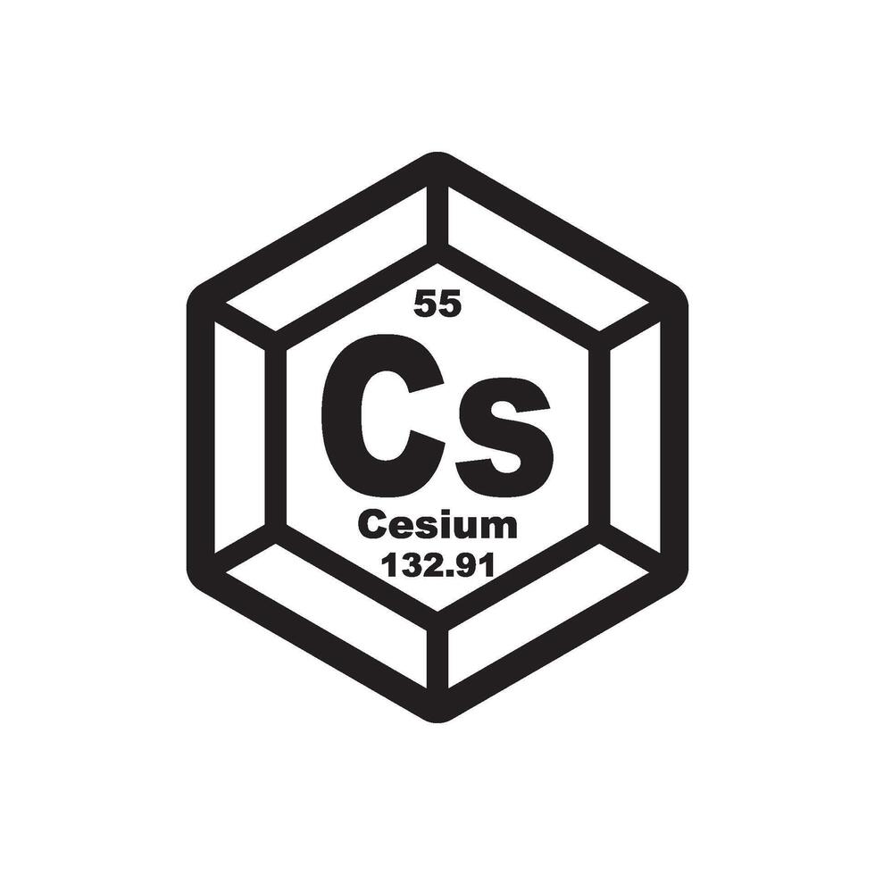 Cesium icon, chemical element in the periodic table vector