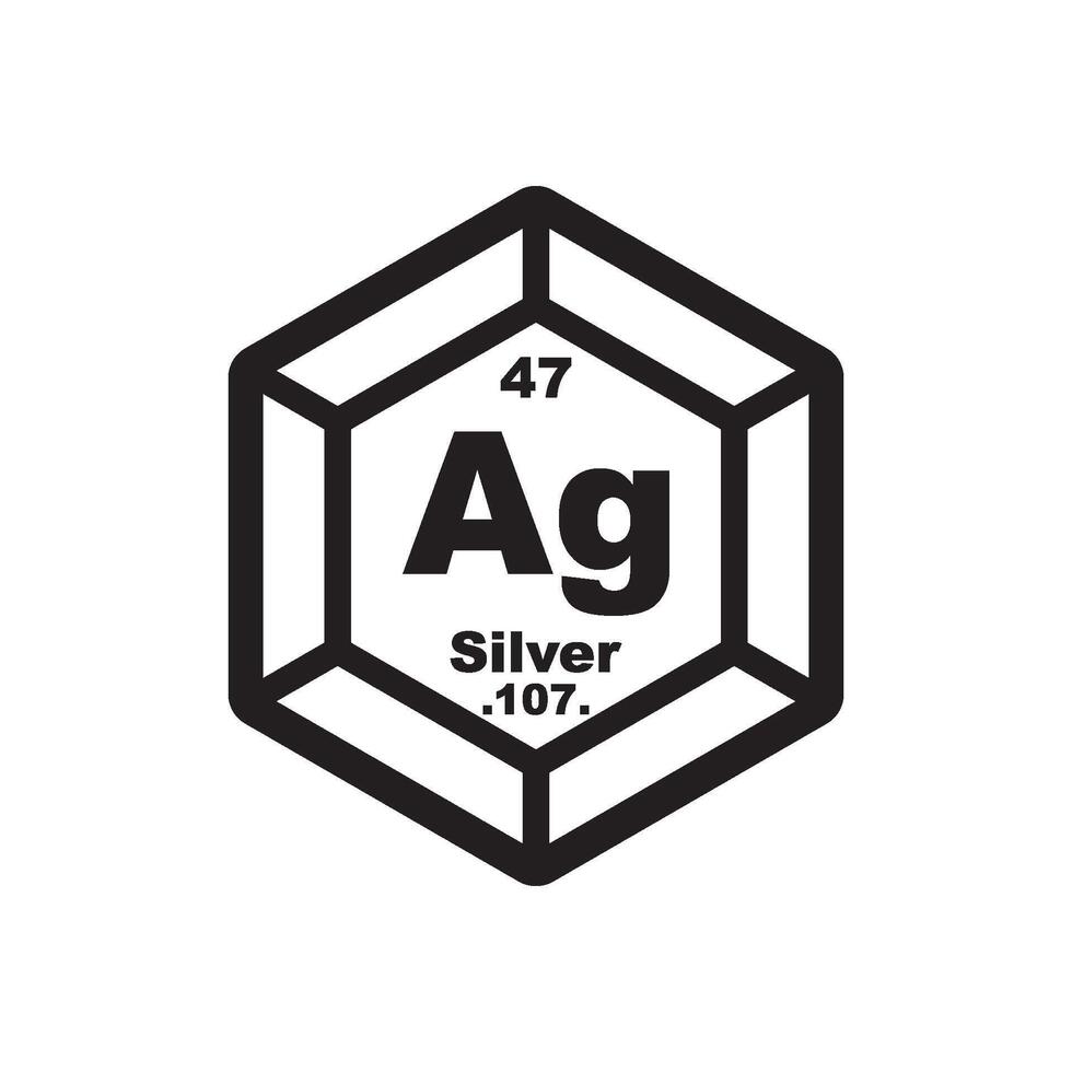Argentum icon, chemical element in the periodic table vector