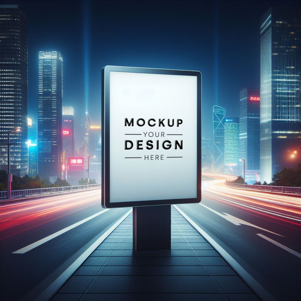 PSD outdoor advertising mockup shop signage billboard night atmosphere