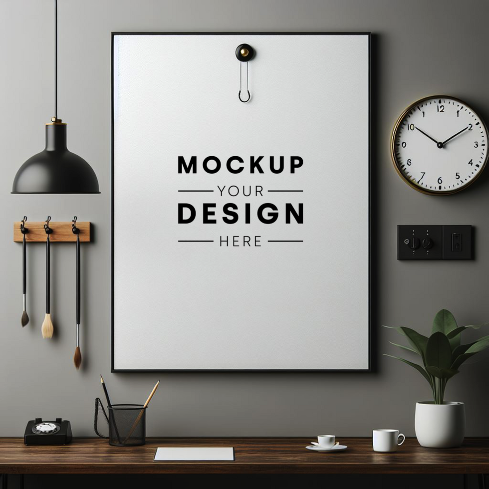 PSD poster frame in room mockup