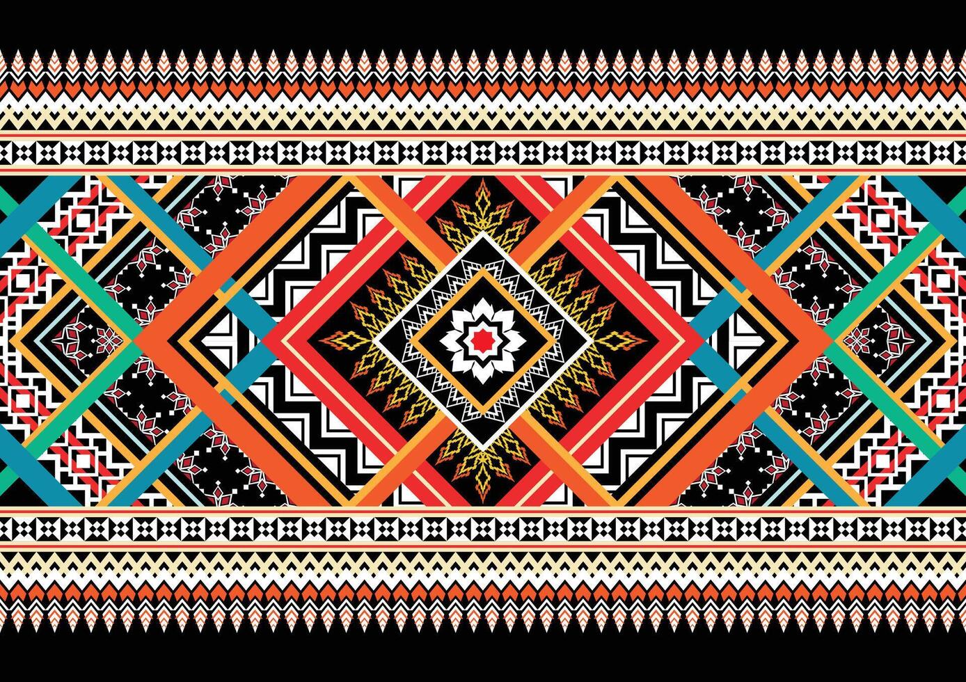 Oriental ethnic seamless pattern traditional background Design for carpet, wallpaper, clothing, wrapping, batik, fabric, Vector illustration embroidery style.