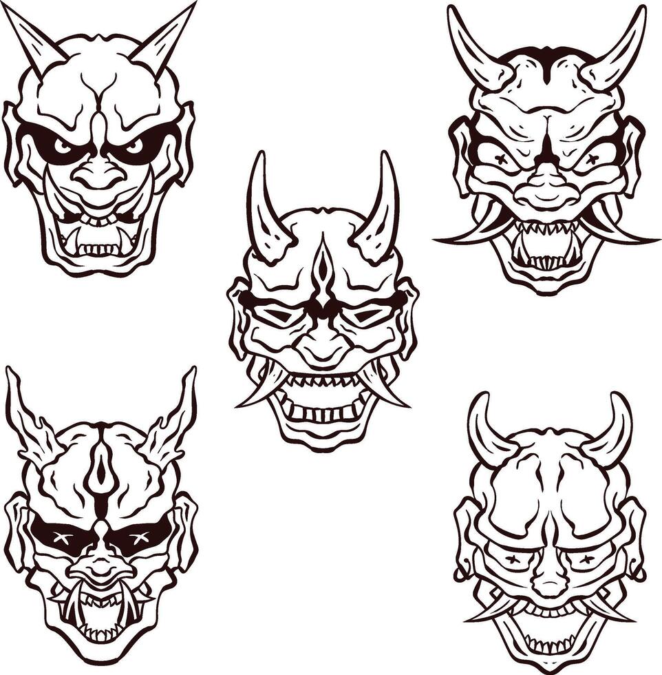 oni hannya máscara Arte conjunto - resumido vector