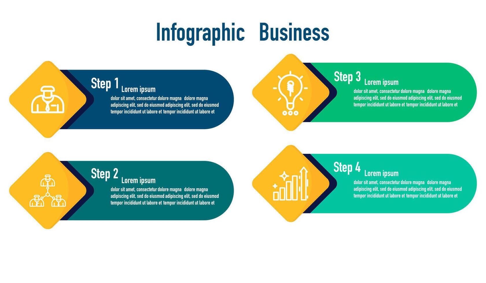 Infographic template for business information presentation. Vector square and icon elements. Modern workflow diagrams. Report plan 4 topics