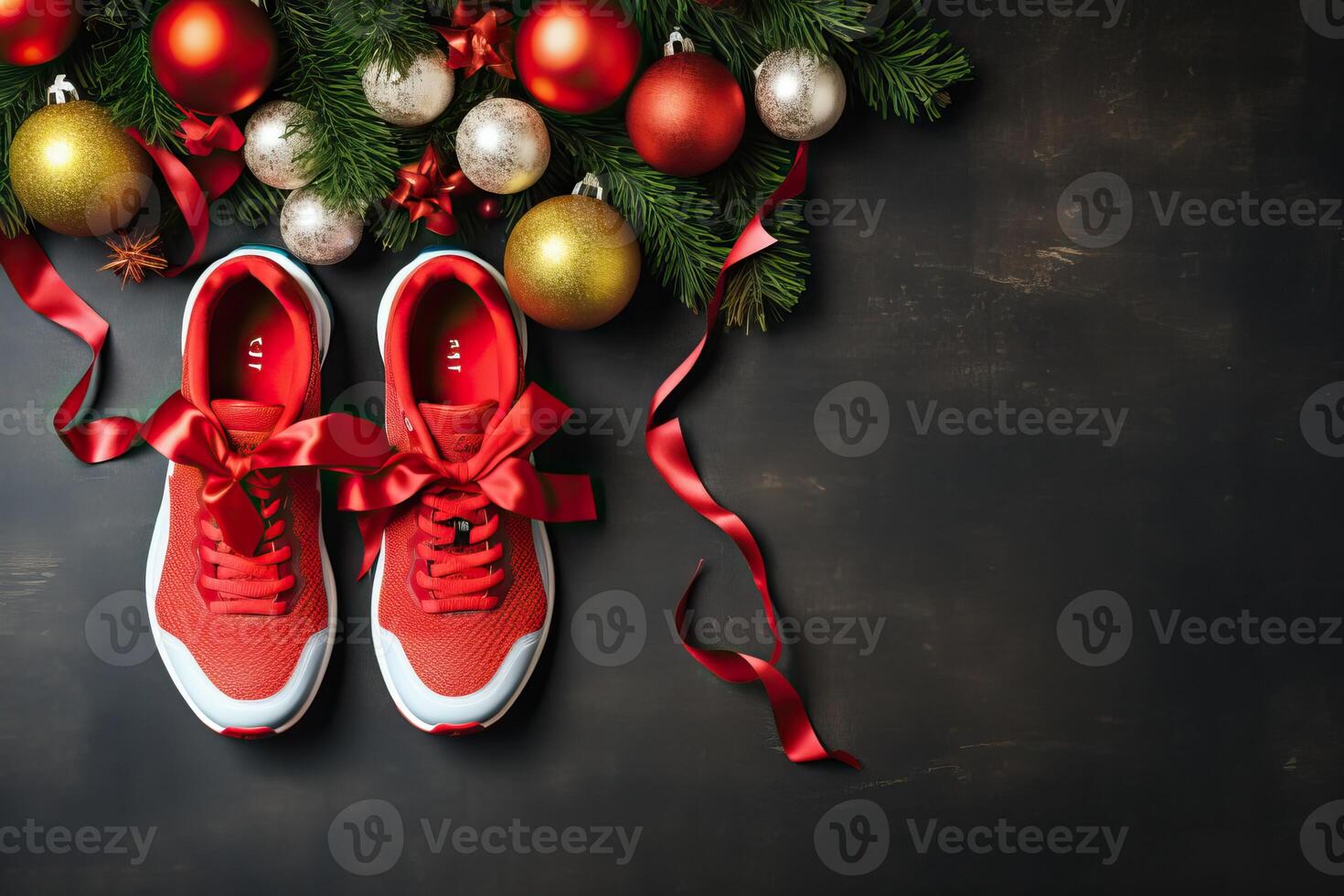 AI generated New years running shoe. Healthy lifestyle, new year challenge, fitness trainer sneakers with photo