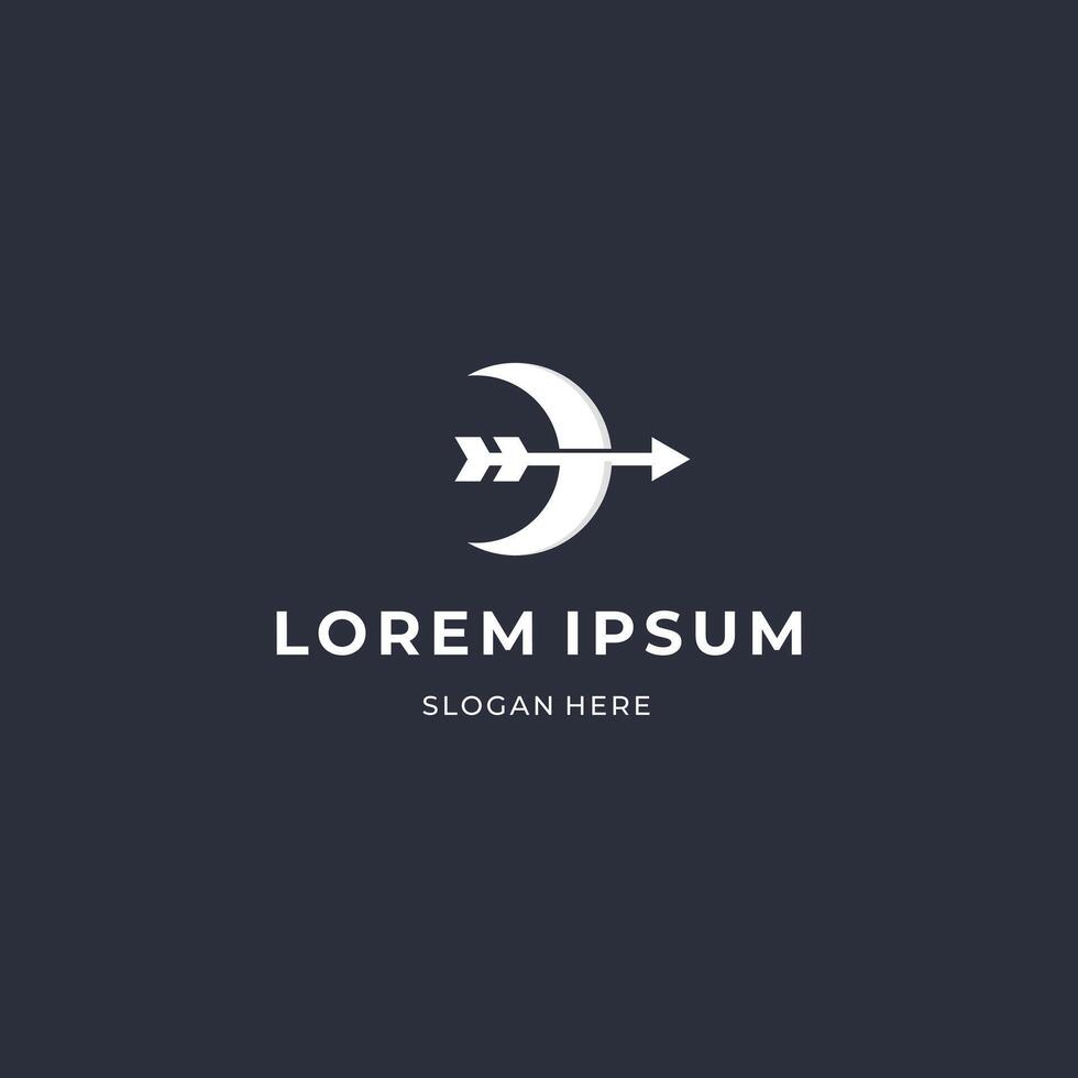 Moon archery logo design modern concept vector