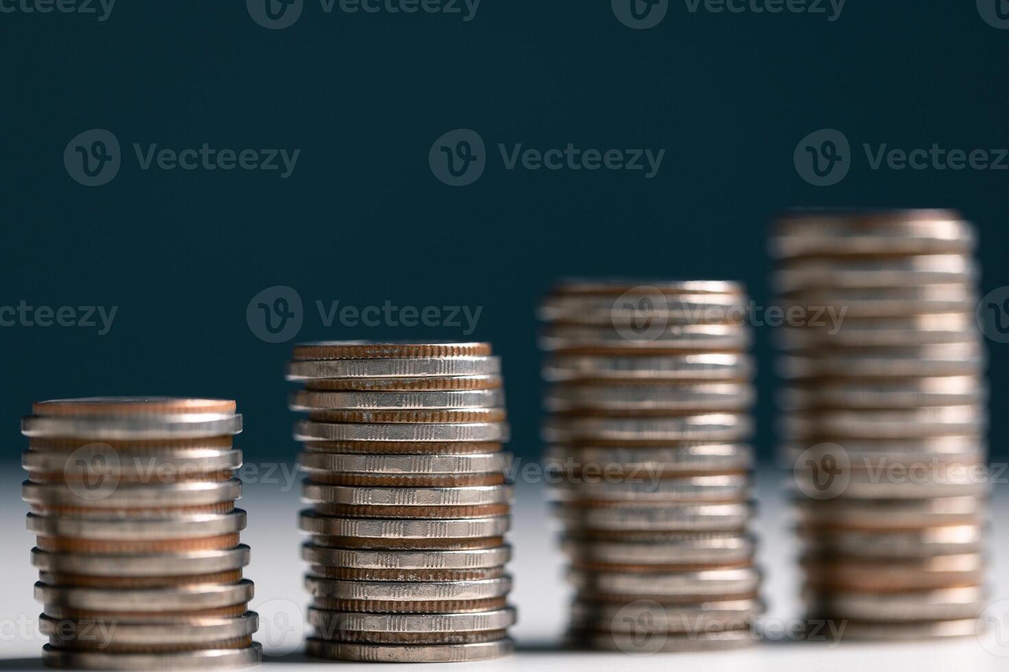 Coin stack growing and find out the way to get a return on investment. Finance and money exchange investment as concept. photo