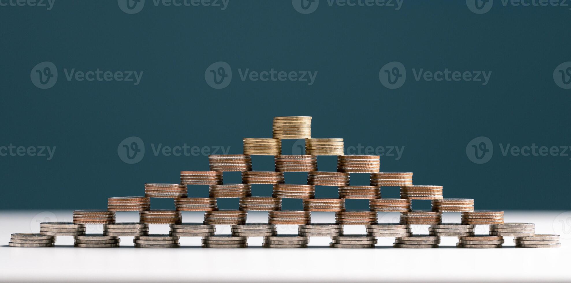 Coin stack growing and find out the way to get a return on investment. Finance and money exchange investment as concept. photo