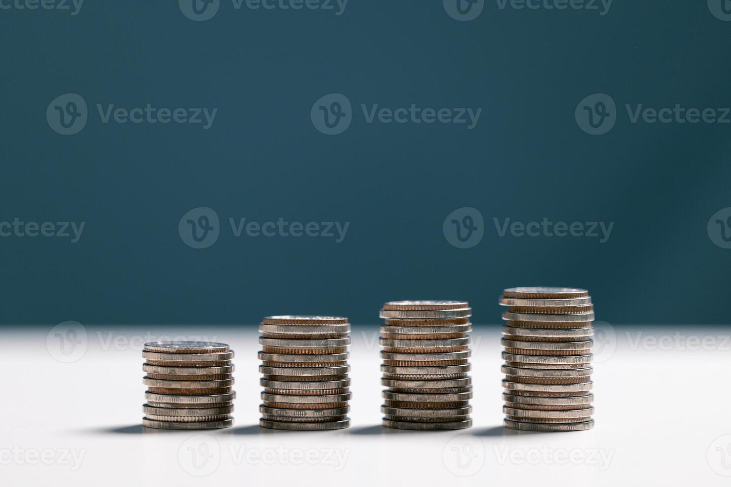 Coin stack growing and find out the way to get a return on investment. Finance and money exchange investment as concept. photo