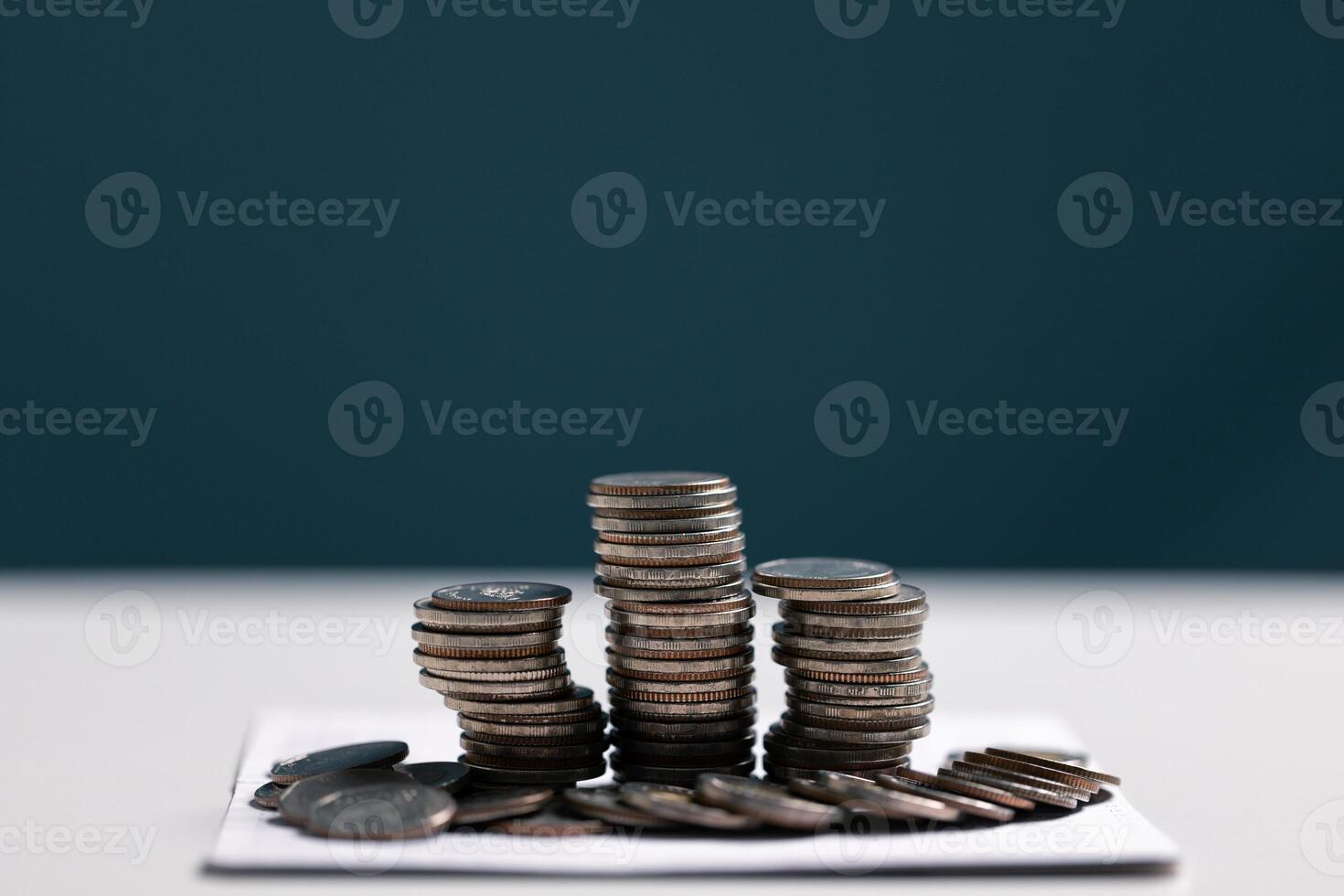 Coin stack growing and find out the way to get a return on investment. Finance and money exchange investment as concept. photo