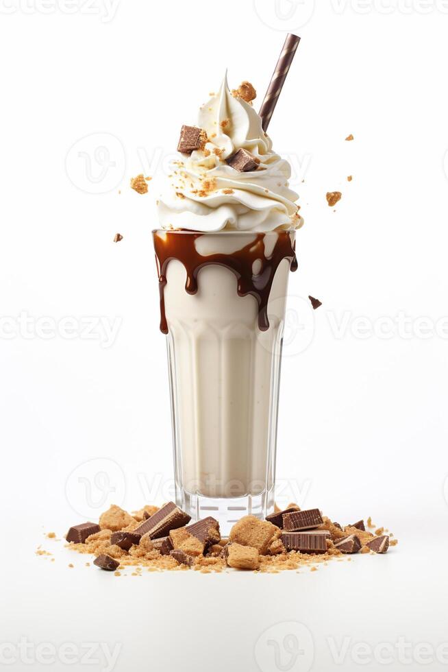 AI generated Gourmet dark chocolate milkshake with marshmallow photo