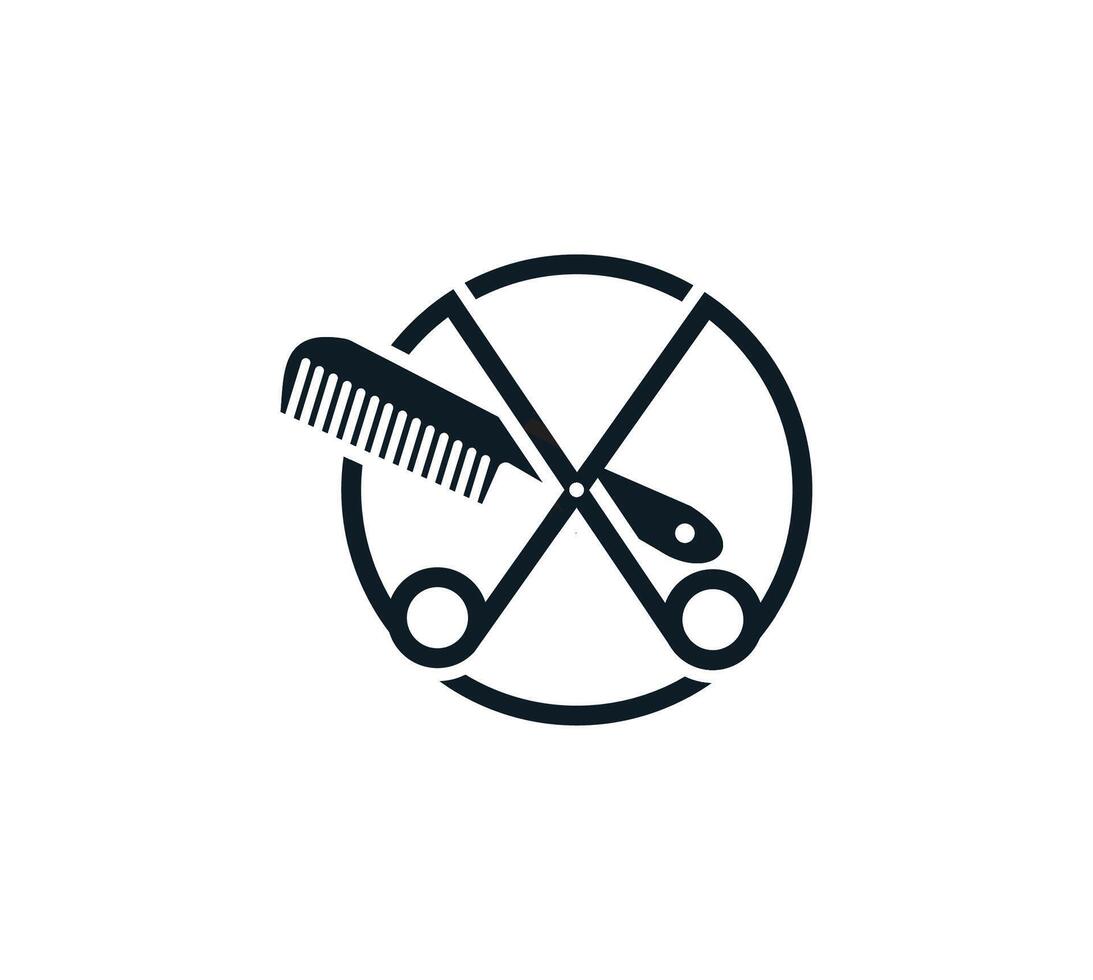 Hair cut logo design for fashion with creative concept vector