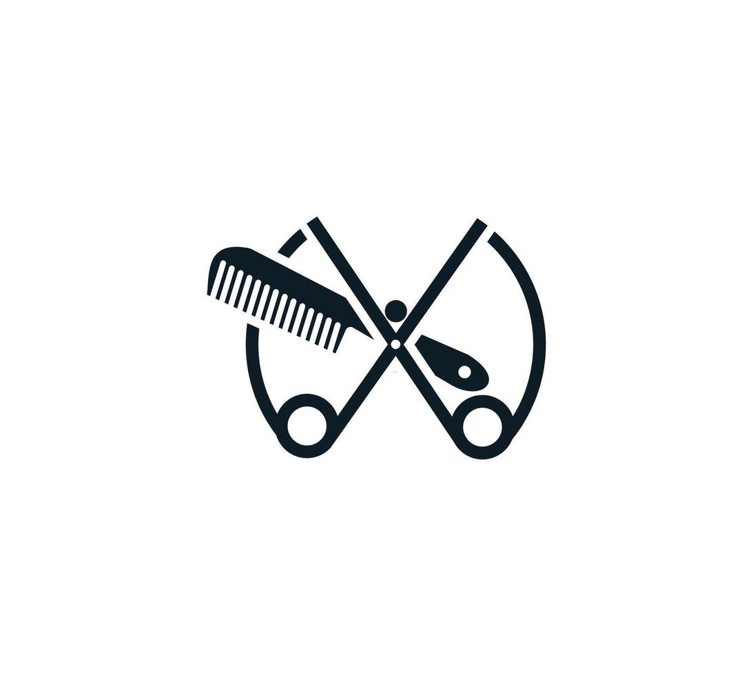 diseño de logotipo de corte de pelo para moda con concepto creativo vector