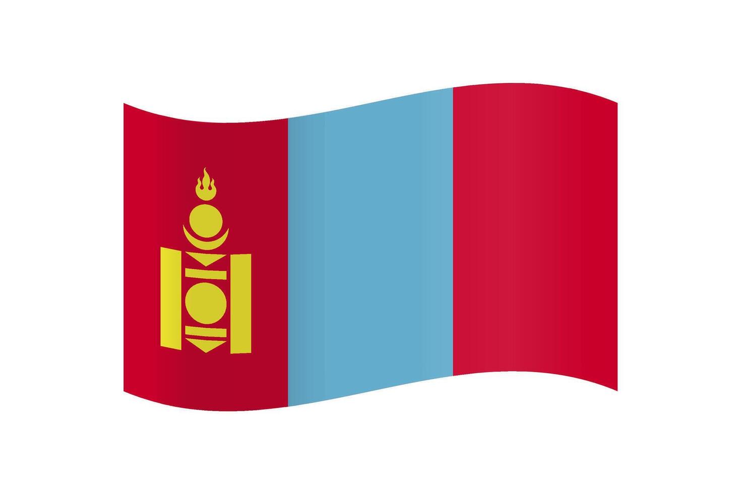 Vector drawing of amazing horizontal Mongolian flag.