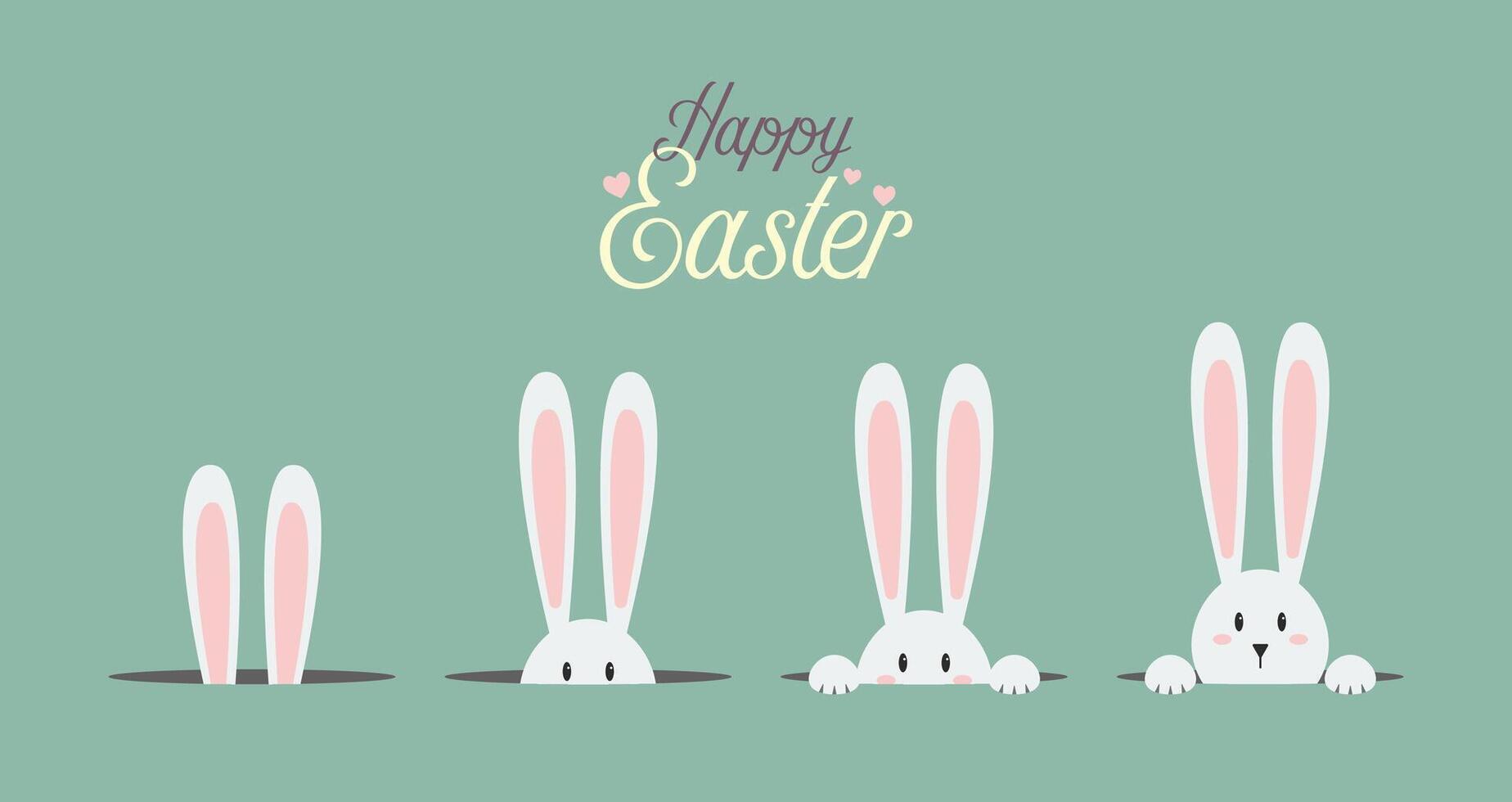 White easter rabbit greeting card vector