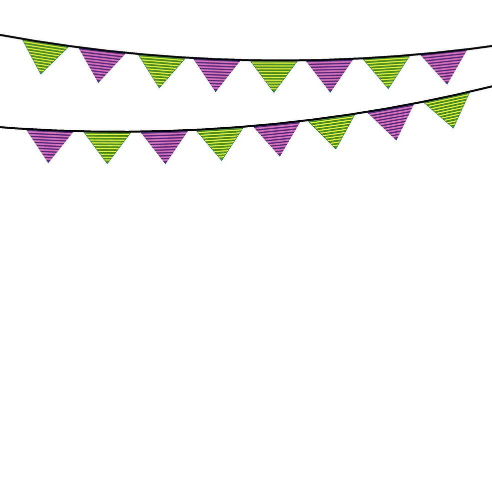 Bunting flags icon, Party celebration and festival theme, Vector illustration, pennant chain for party decoration, Minimalist festive birthday party flags, Festive bunting flags