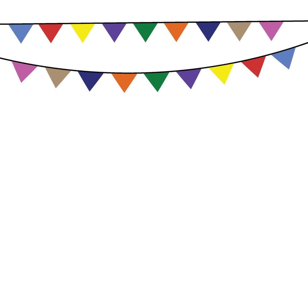 Colorful bunting flags isolated on white background, Vector illustration, Carnival garland with flags, Decorative colorful party pennants, Birthday party flags, Festive buntings