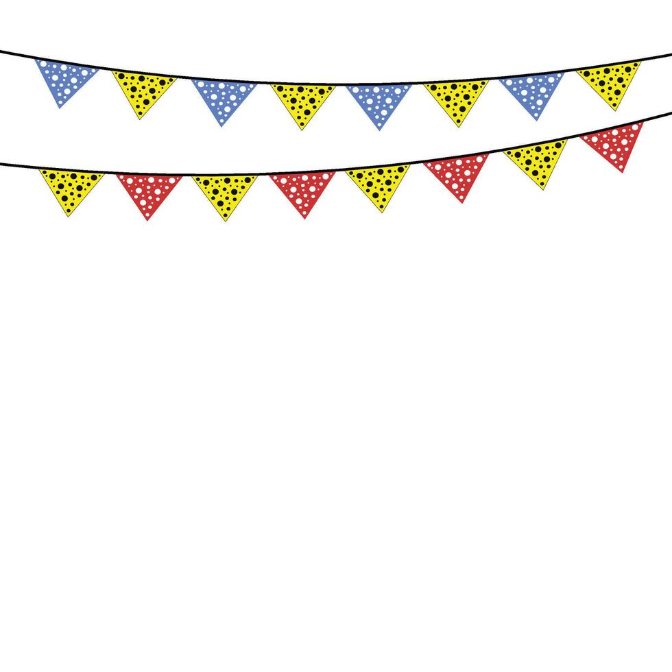 Party bunting flags with polka dot pattern, Vector illustration, Carnival colored garlands and bunting, Carnival colored garlands and bunting, colorful pennants