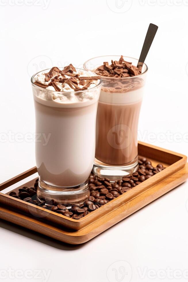 AI generated Gourmet dark chocolate milkshake with marshmallow photo