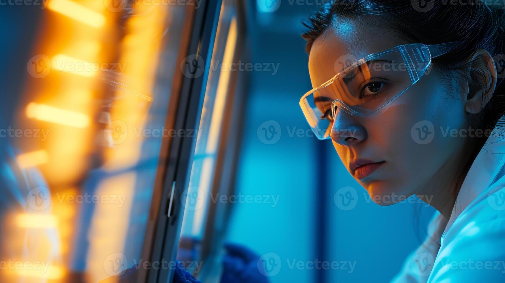 AI generated Woman Materials engineer checking composite panel for flaws with ultrasonic device photo