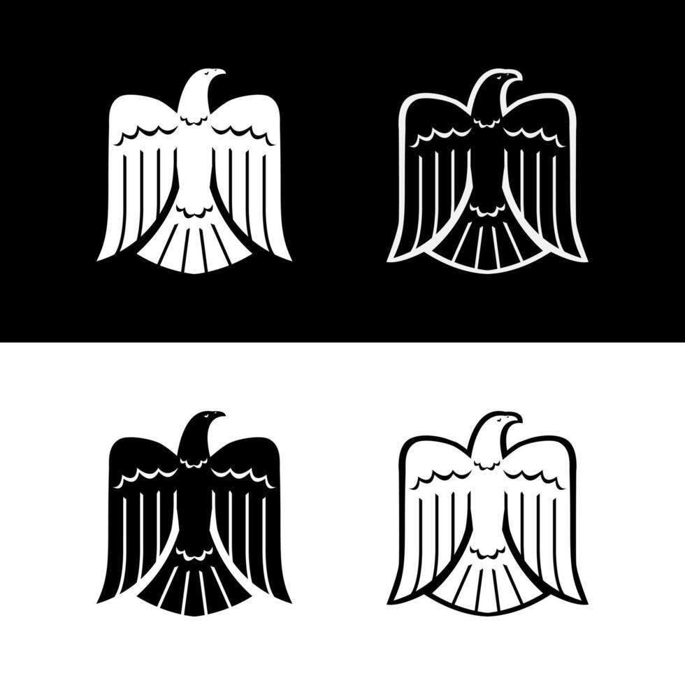 Eagle wing spread set for flight company logo design mascot character and emblem vector