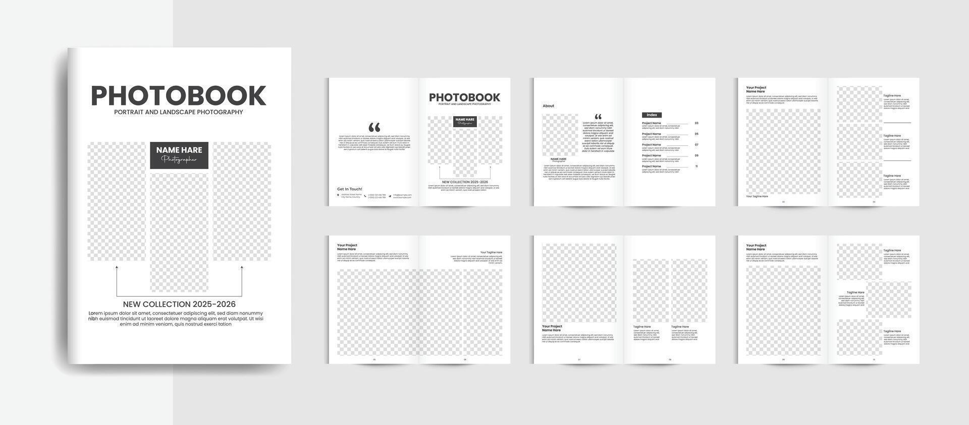 Vector photo book design or portfolio design template