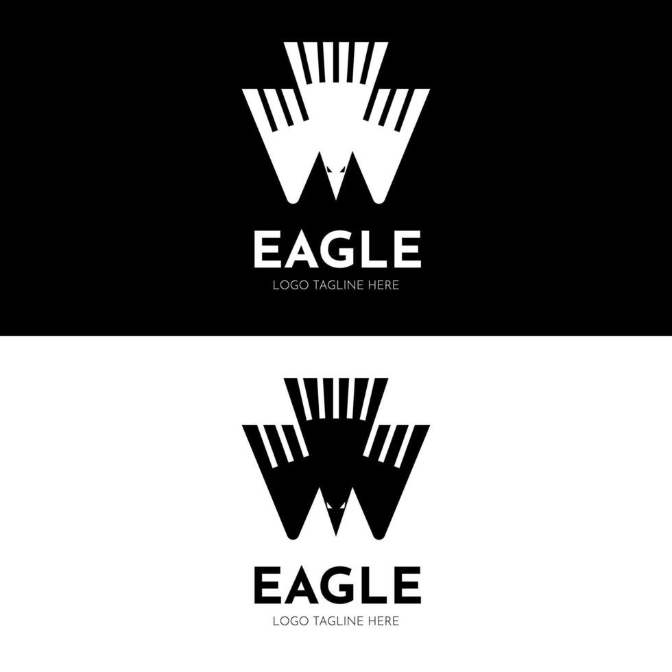 Eagle with wings in W and M shape initial logo design icon vector