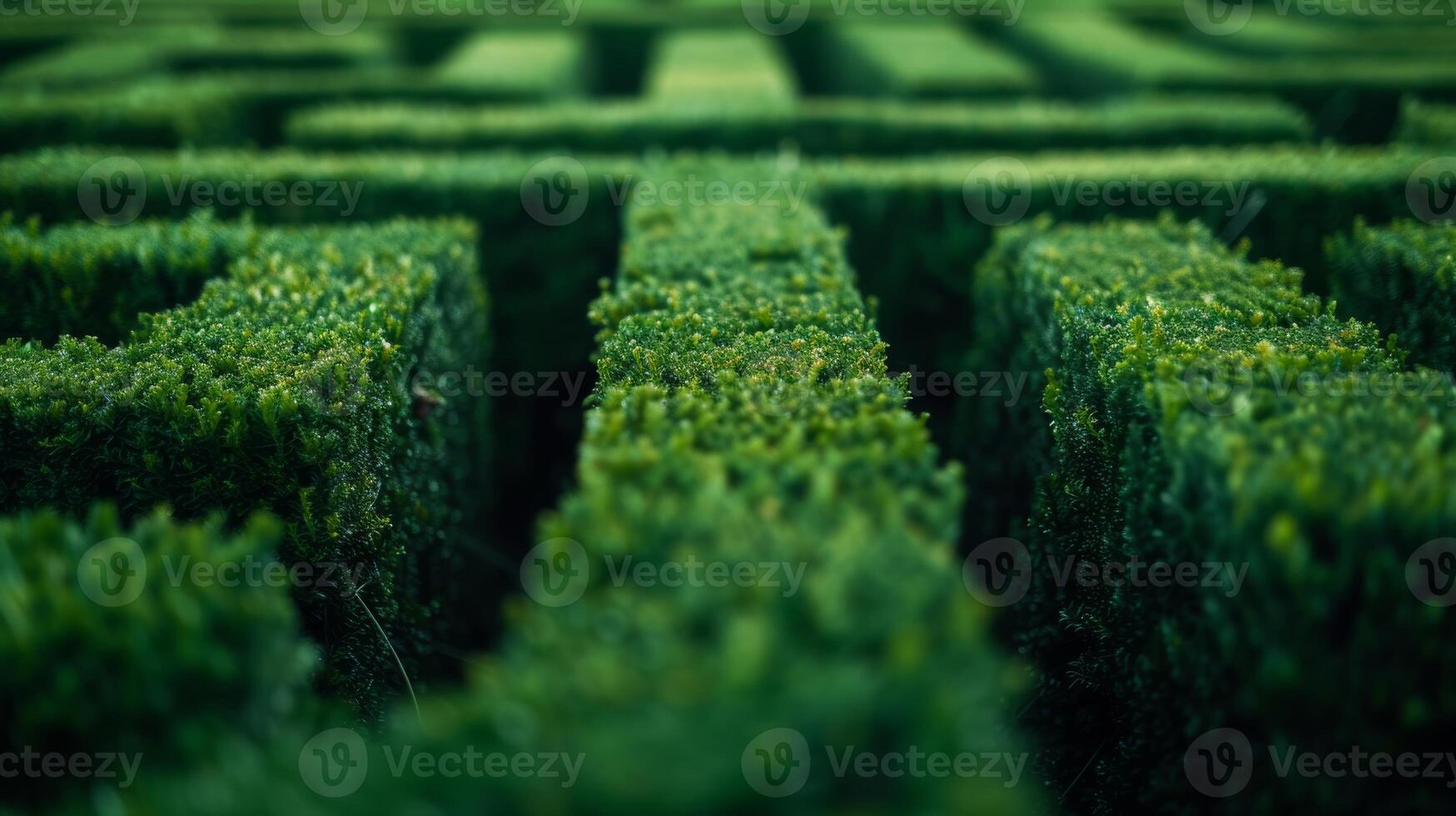 AI generated A hedge maze with complex paths and corners, testing the viewer sense of direction photo