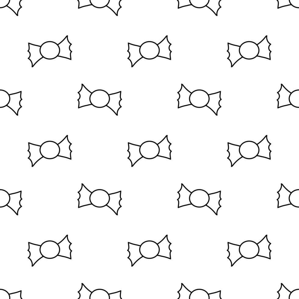 Seamless pattern with wrapping candies. Sweet dessert food background. Hand drawn. Monochrome doodle sketch style. Vector flat illustration.