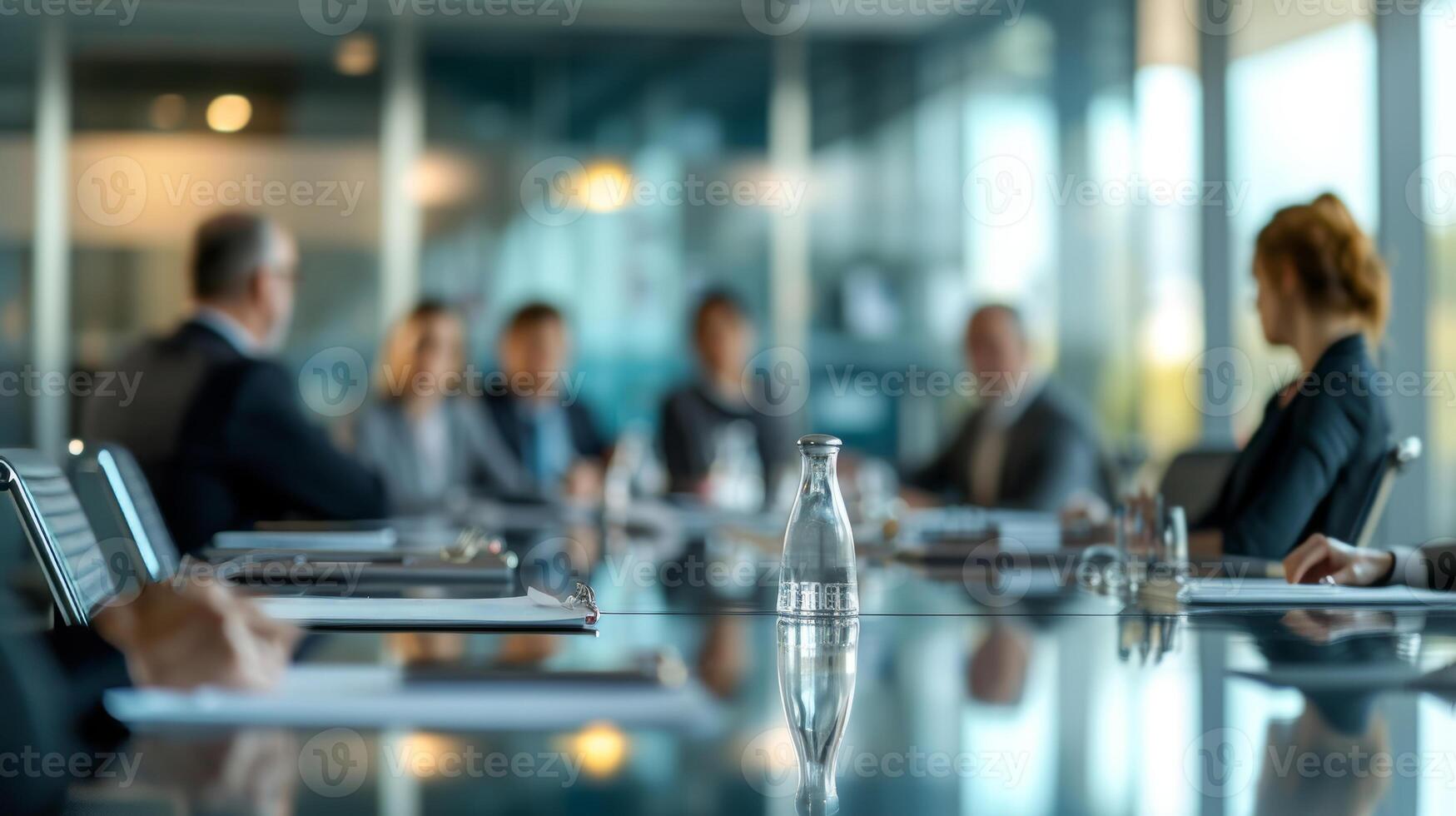 AI generated A boardroom meeting with executives discussing and deciding on business strategies and opportunities. photo