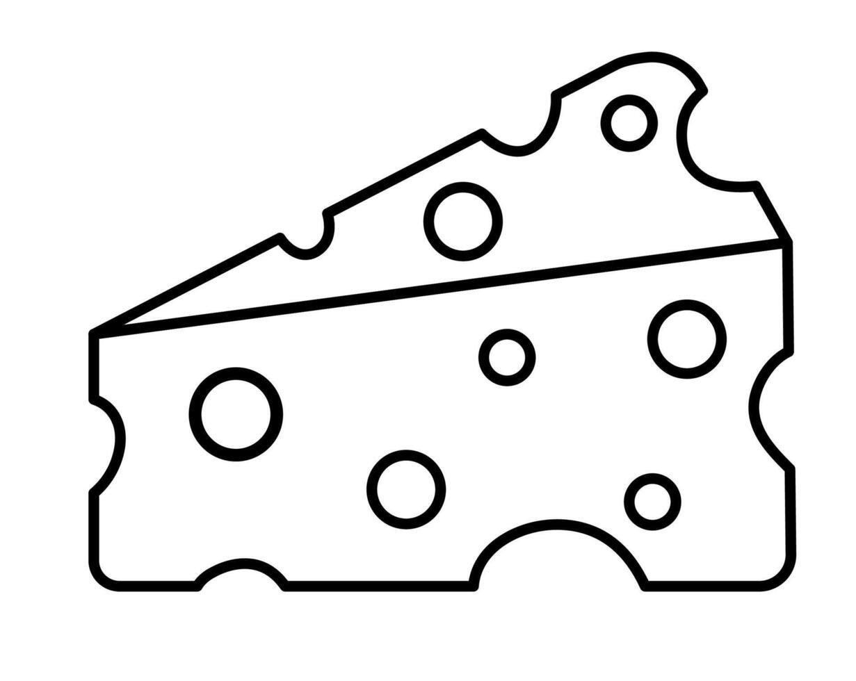 Cheese isolated on a white background. Hand drawn doodle, sketch monochrome style. Vector flat illustration.