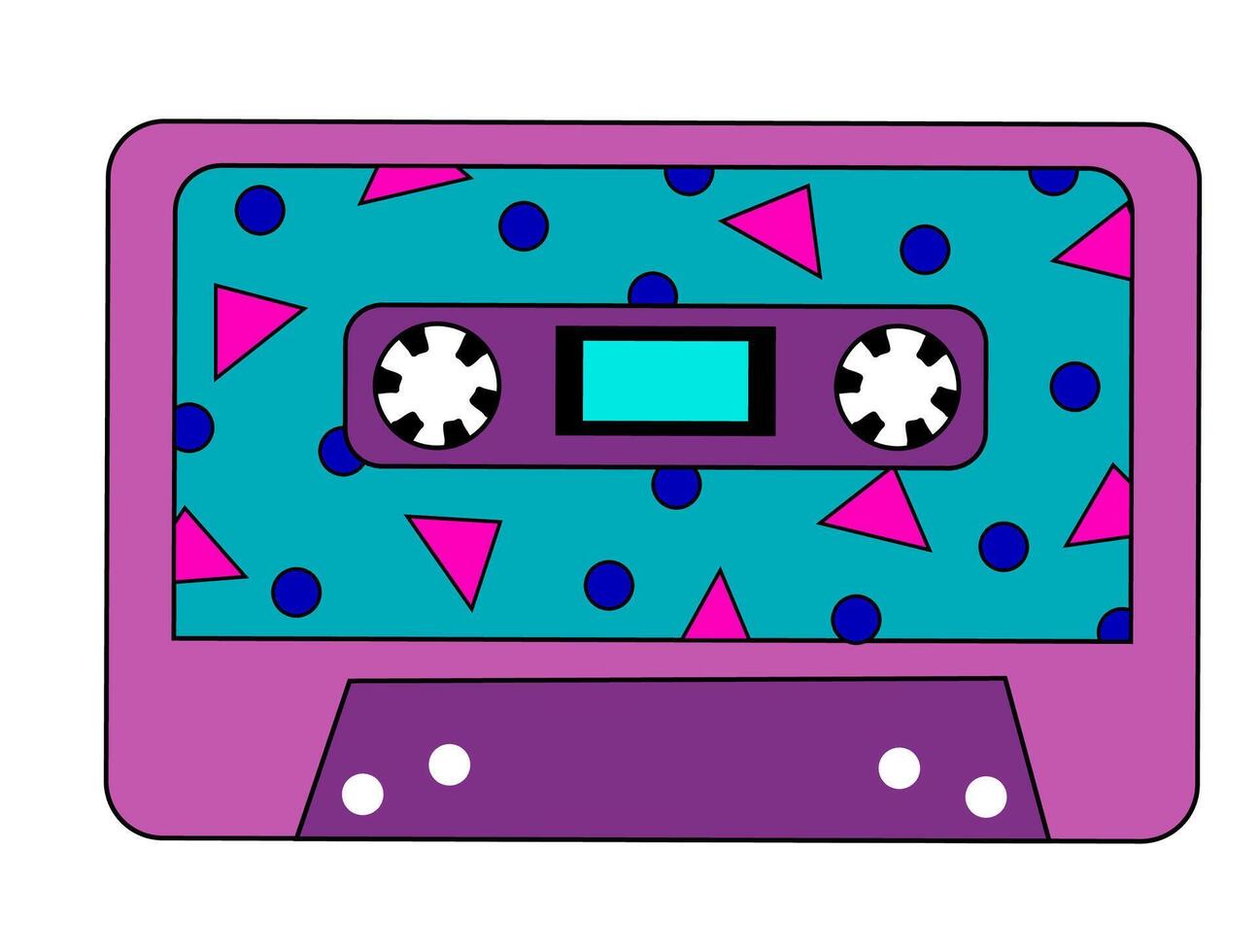 retro Clásico audio música casete con magnético cinta. resumen diseño en años 90, años 80, 70s estilo. vector plano ilustración.