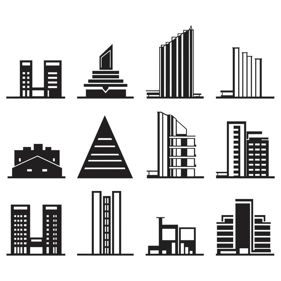 houses and skyscrapers logo or badge in Vintage style vector