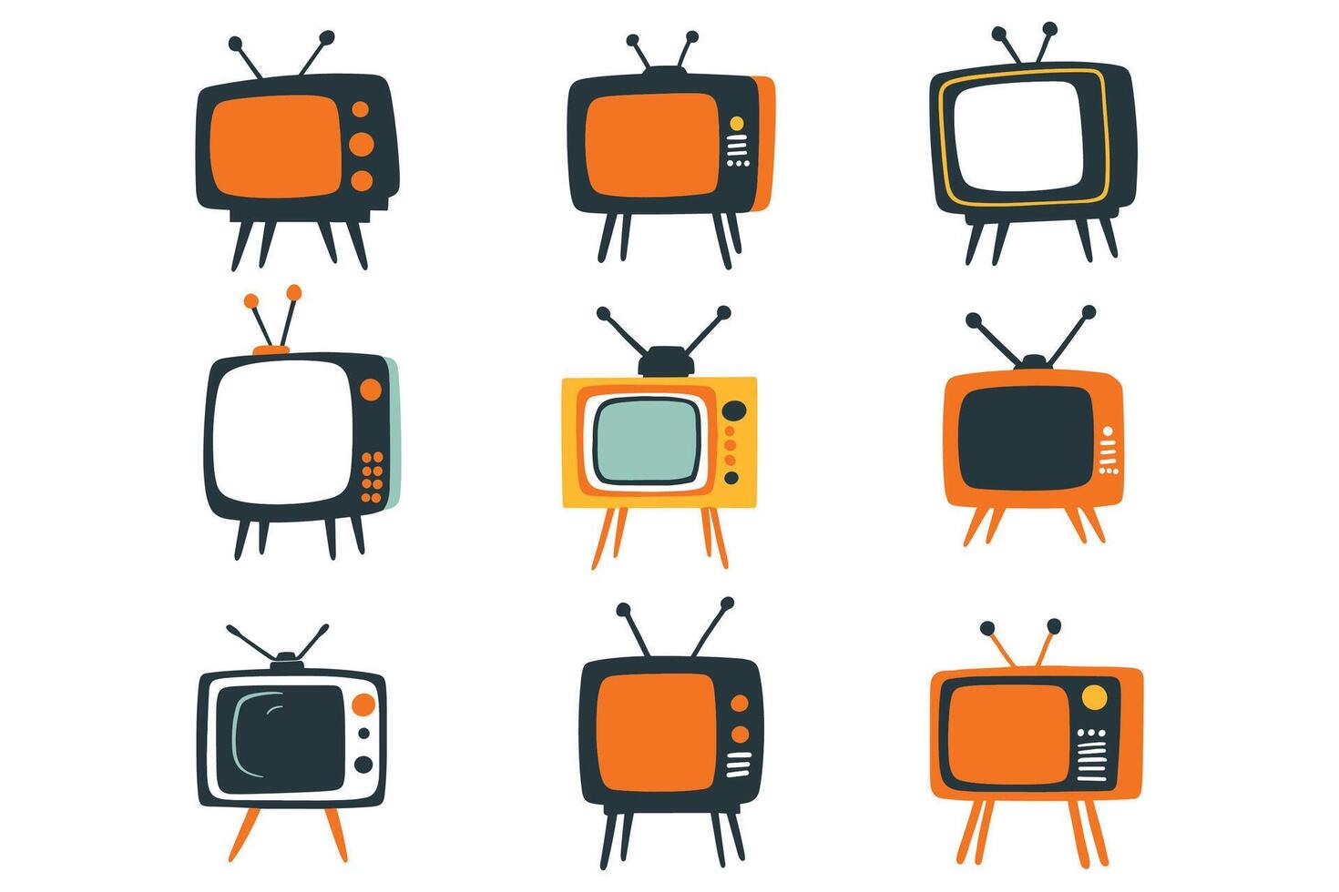 television collection flat style isolated on background vector