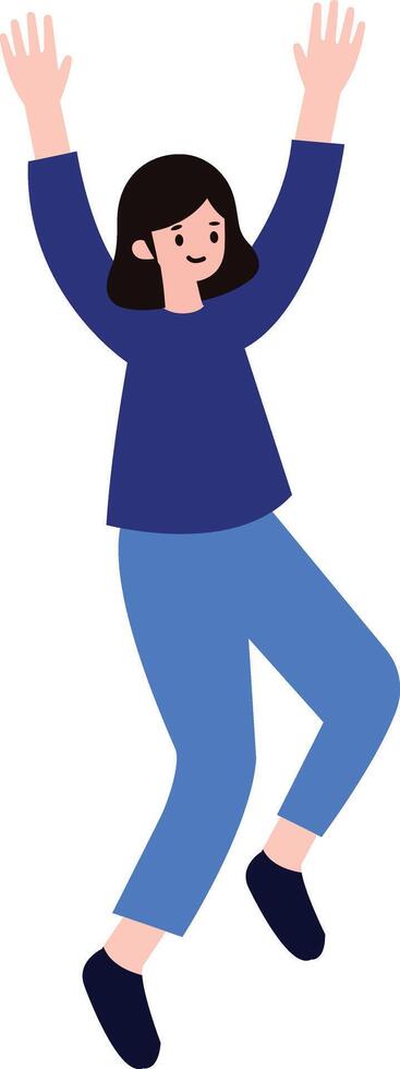 a woman jumping flat style isolated on background vector