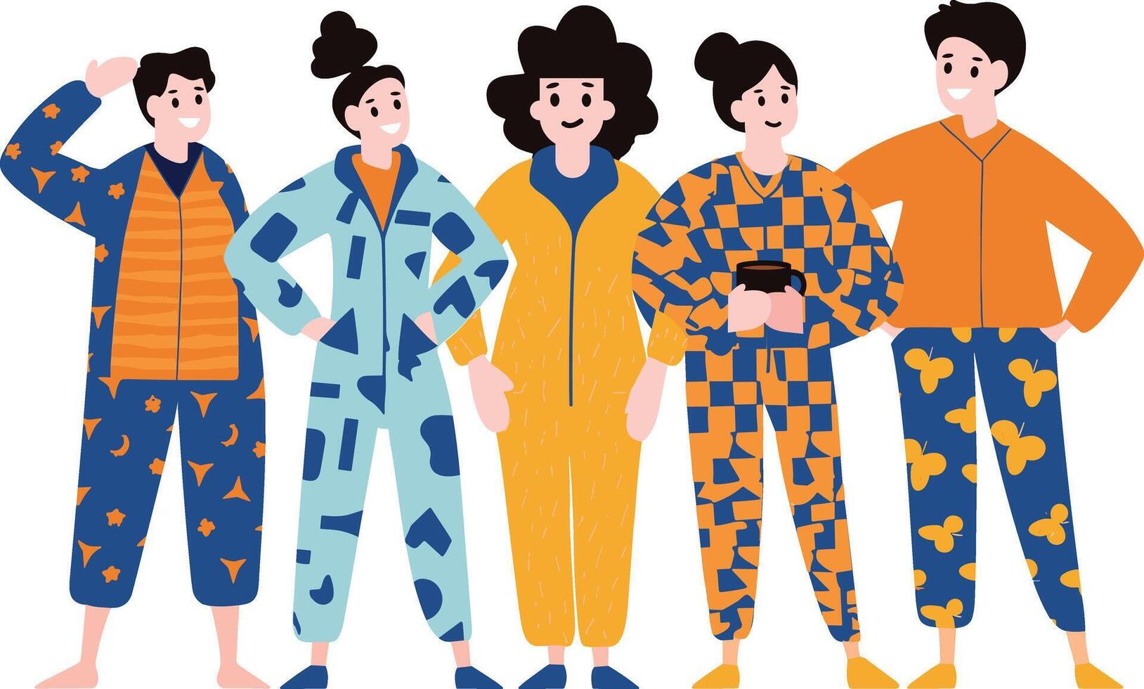 personas vistiendo pijama plano estilo aislado en antecedentes vector