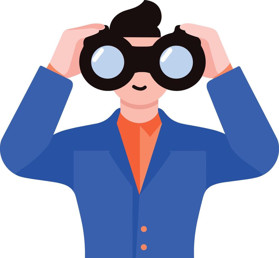 a man looking through binoculars flat style isolate on background vector