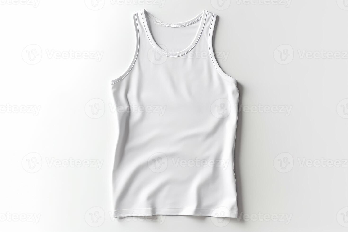 AI generated Blank white sleeveless t-shirt mockup, 3D rendering photo