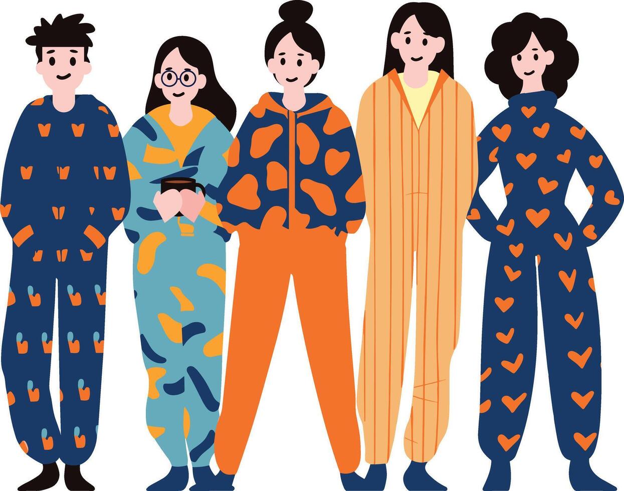 people wearing pajamas flat style isolated on background 39862416