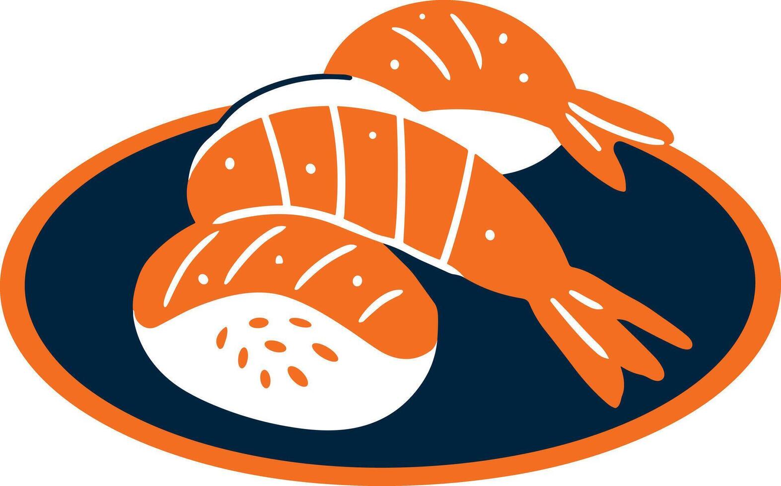 isolate salmon sushi on plate flat style on background vector