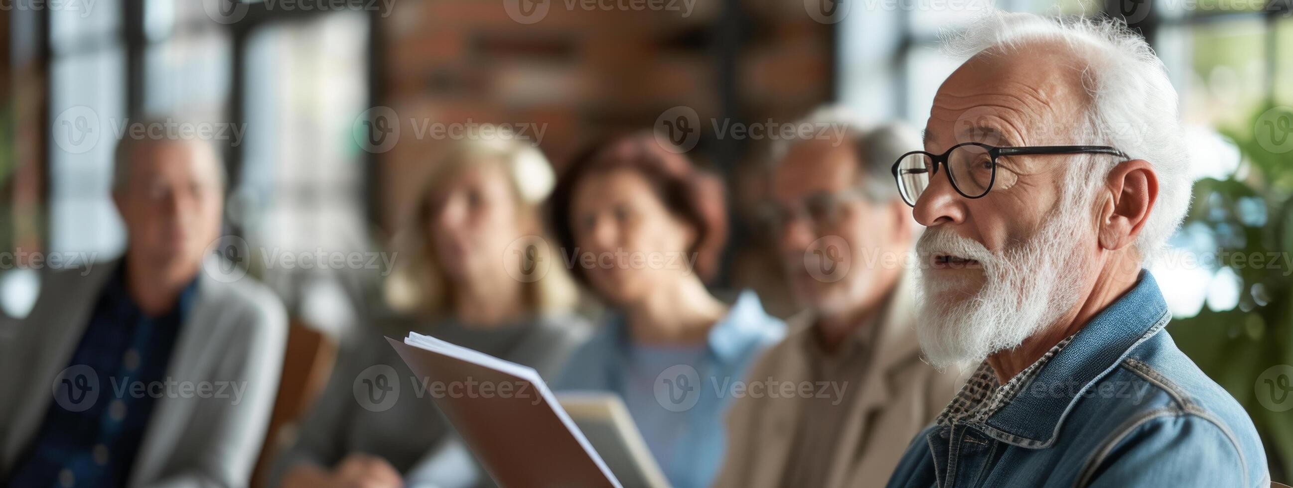 AI generated A retirement planning workshop for seniors led by a financial advisor. photo