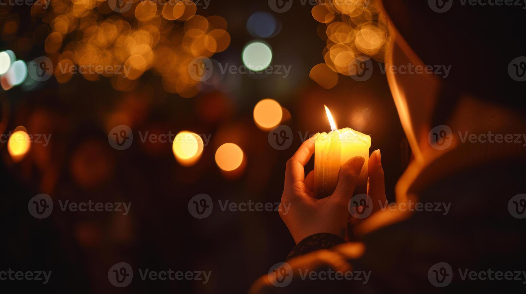 AI generated Candlelight vigil for HIV AIDS awareness and support with a person affected by the disease and their supporters photo